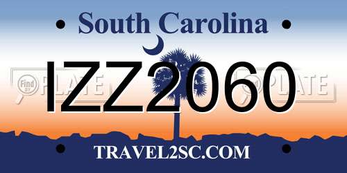 IZZ2060 South Carolina License Plate