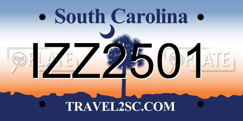 IZZ2501 South Carolina License Plate