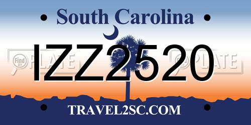 IZZ2520 South Carolina License Plate