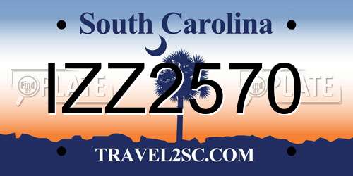 IZZ2570 South Carolina License Plate