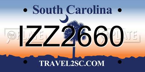 IZZ2660 South Carolina License Plate