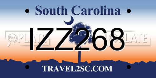 IZZ268 South Carolina License Plate