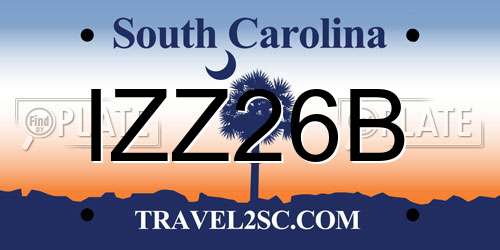 IZZ26B South Carolina License Plate