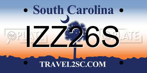 IZZ26S South Carolina License Plate