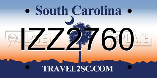 IZZ2760 South Carolina License Plate