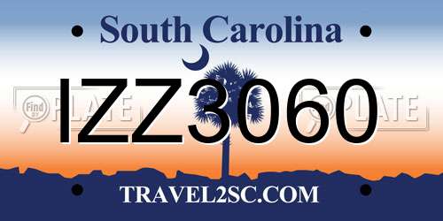 IZZ3060 South Carolina License Plate