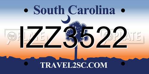 IZZ3522 South Carolina License Plate