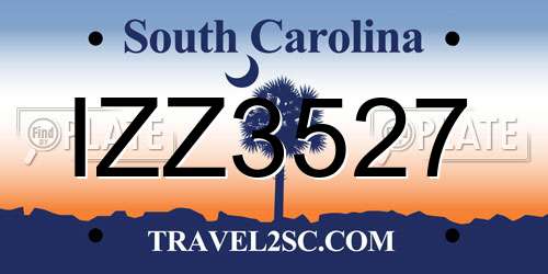 IZZ3527 South Carolina License Plate