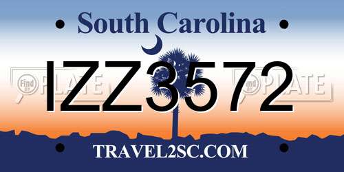 IZZ3572 South Carolina License Plate