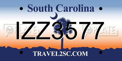 IZZ3577 South Carolina License Plate