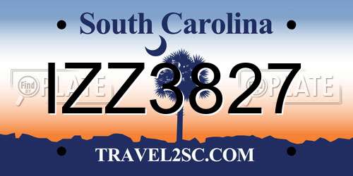 IZZ3827 South Carolina License Plate