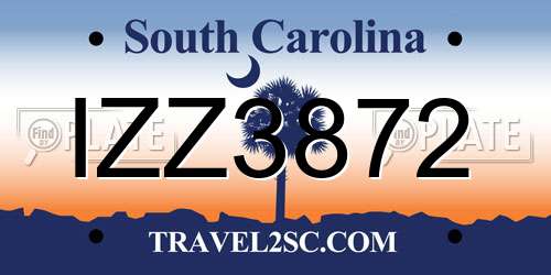 IZZ3872 South Carolina License Plate