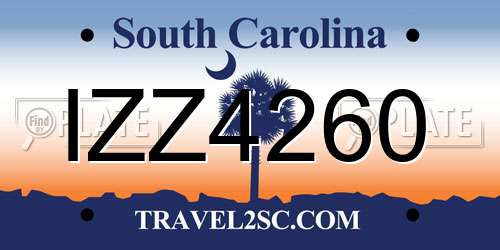 IZZ4260 South Carolina License Plate