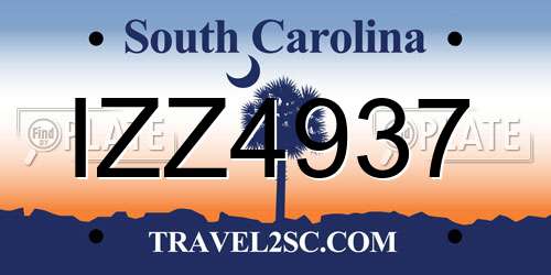 IZZ4937 South Carolina License Plate