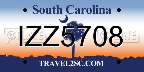 IZZ5708 South Carolina License Plate
