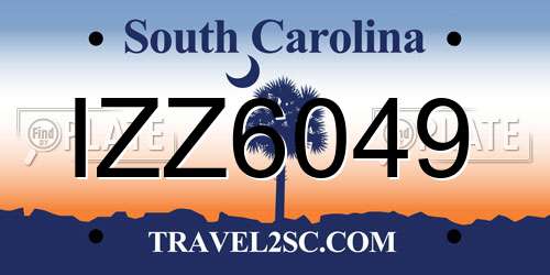 IZZ6049 South Carolina License Plate