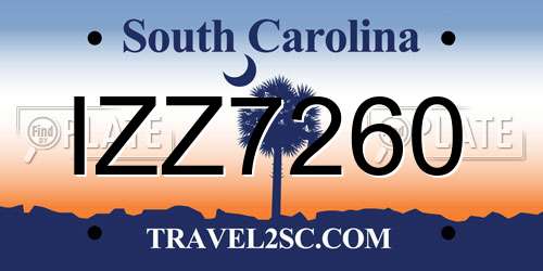 IZZ7260 South Carolina License Plate
