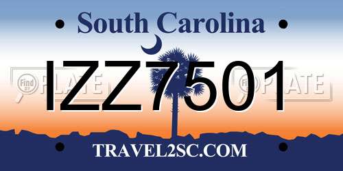 IZZ7501 South Carolina License Plate