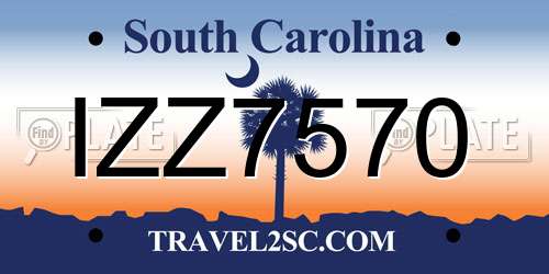 IZZ7570 South Carolina License Plate