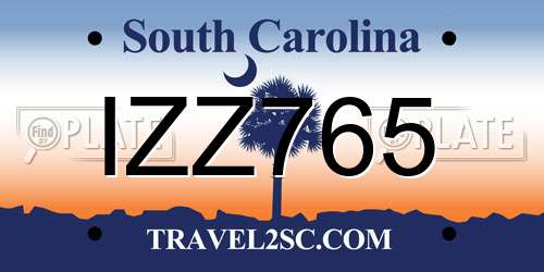 IZZ765 South Carolina License Plate