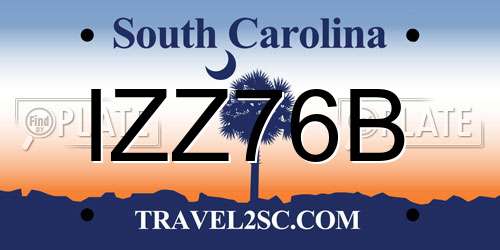 IZZ76B South Carolina License Plate