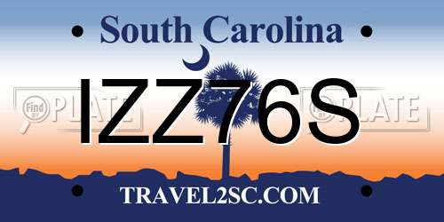 IZZ76S South Carolina License Plate