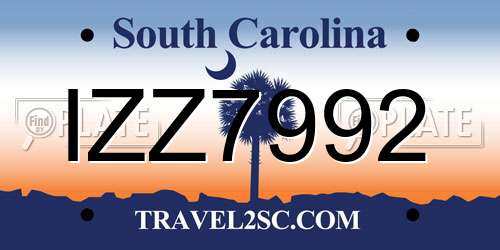 IZZ7992 South Carolina License Plate