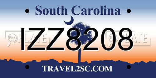 IZZ8208 South Carolina License Plate