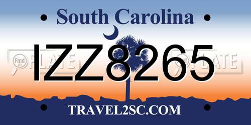 IZZ8265 South Carolina License Plate