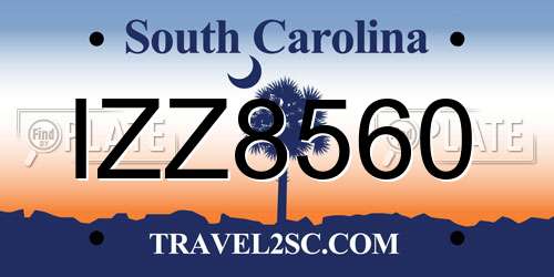 IZZ8560 South Carolina License Plate
