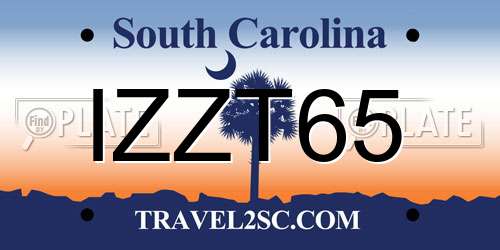 IZZT65 South Carolina License Plate