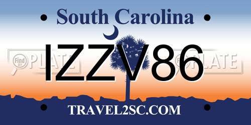 IZZV86 South Carolina License Plate