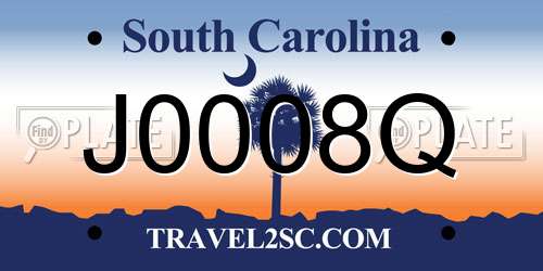 J0008Q South Carolina License Plate