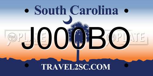 J000BO South Carolina License Plate