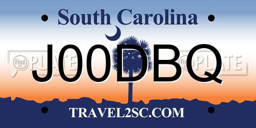 J00DBQ South Carolina License Plate