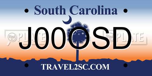 J00OSD South Carolina License Plate