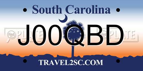 J00QBD South Carolina License Plate