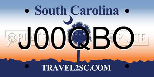 J00QBO South Carolina License Plate