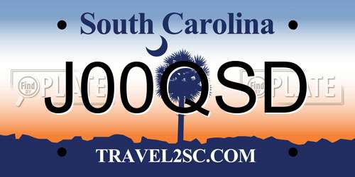 J00QSD South Carolina License Plate