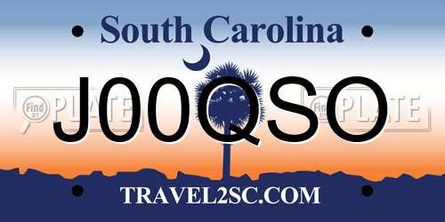 J00QSO South Carolina License Plate