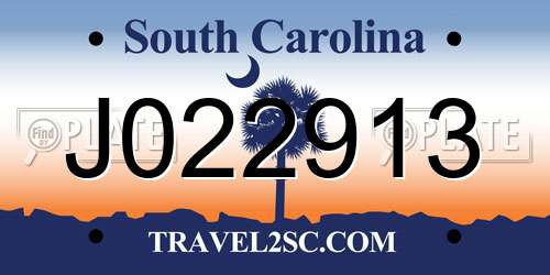 J022913 South Carolina License Plate