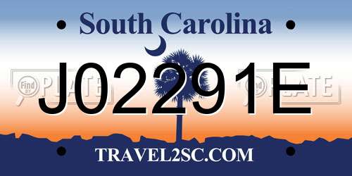 J02291E South Carolina License Plate