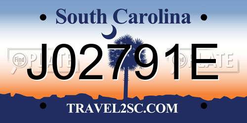 J02791E South Carolina License Plate
