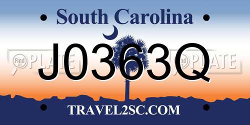 J0363Q South Carolina License Plate
