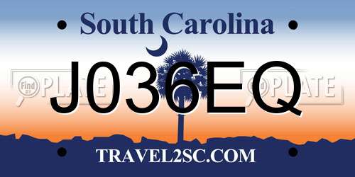 J036EQ South Carolina License Plate