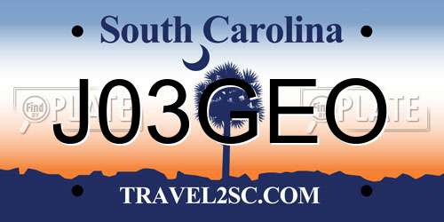 J03GEO South Carolina License Plate