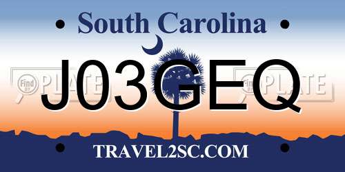 J03GEQ South Carolina License Plate