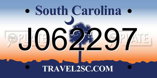 J062297 South Carolina License Plate