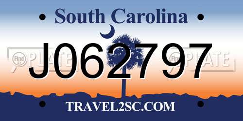 J062797 South Carolina License Plate