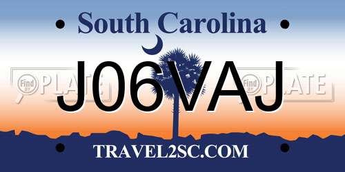 J06VAJ South Carolina License Plate